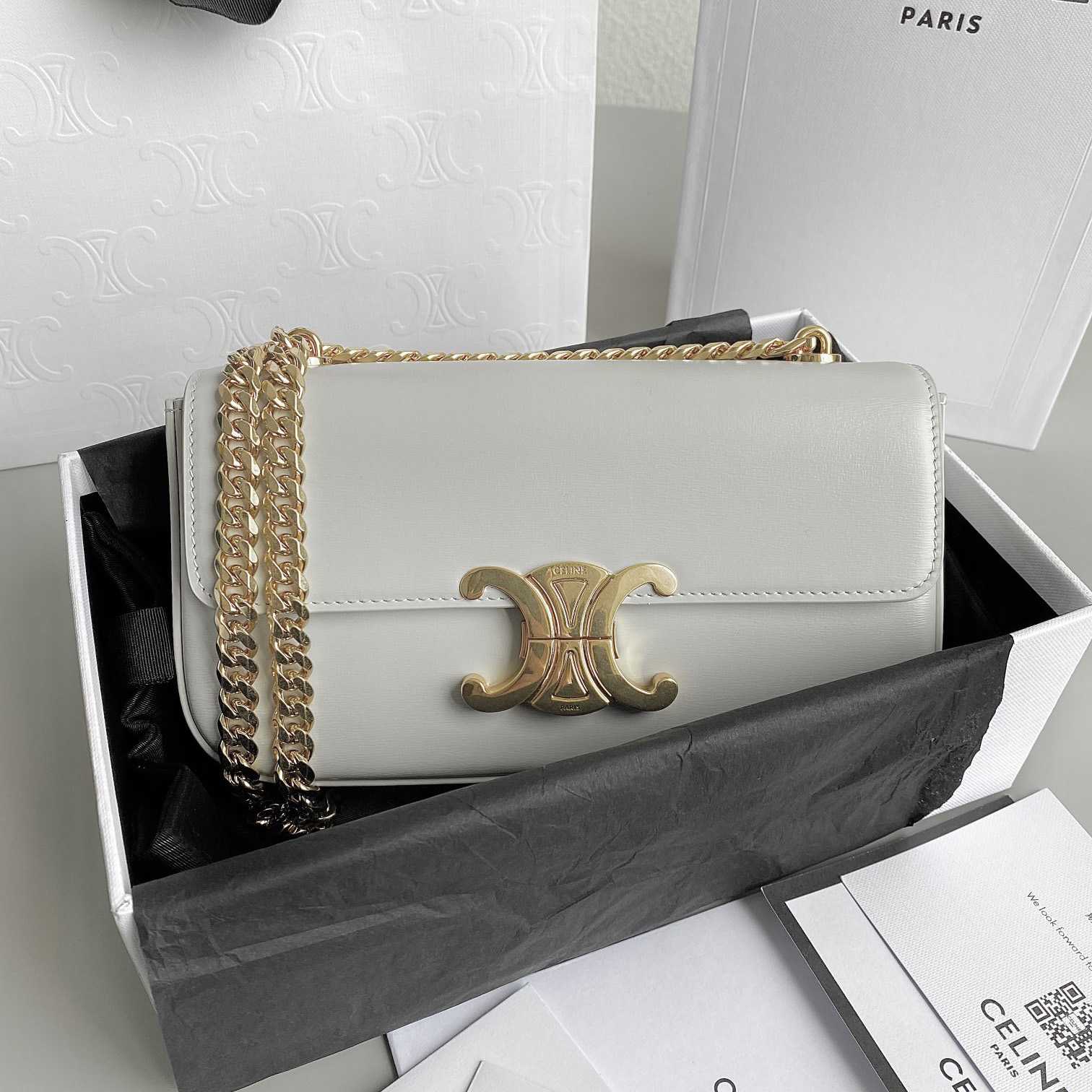 Celine Chain Shoulder Bag Triomphe In Shiny Calfskin - DopestKickz