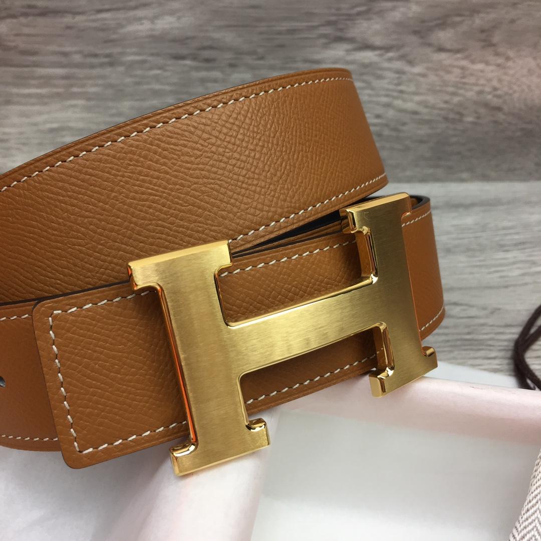 Hermes Brown Leather H Buckle Belt - DopestKickz