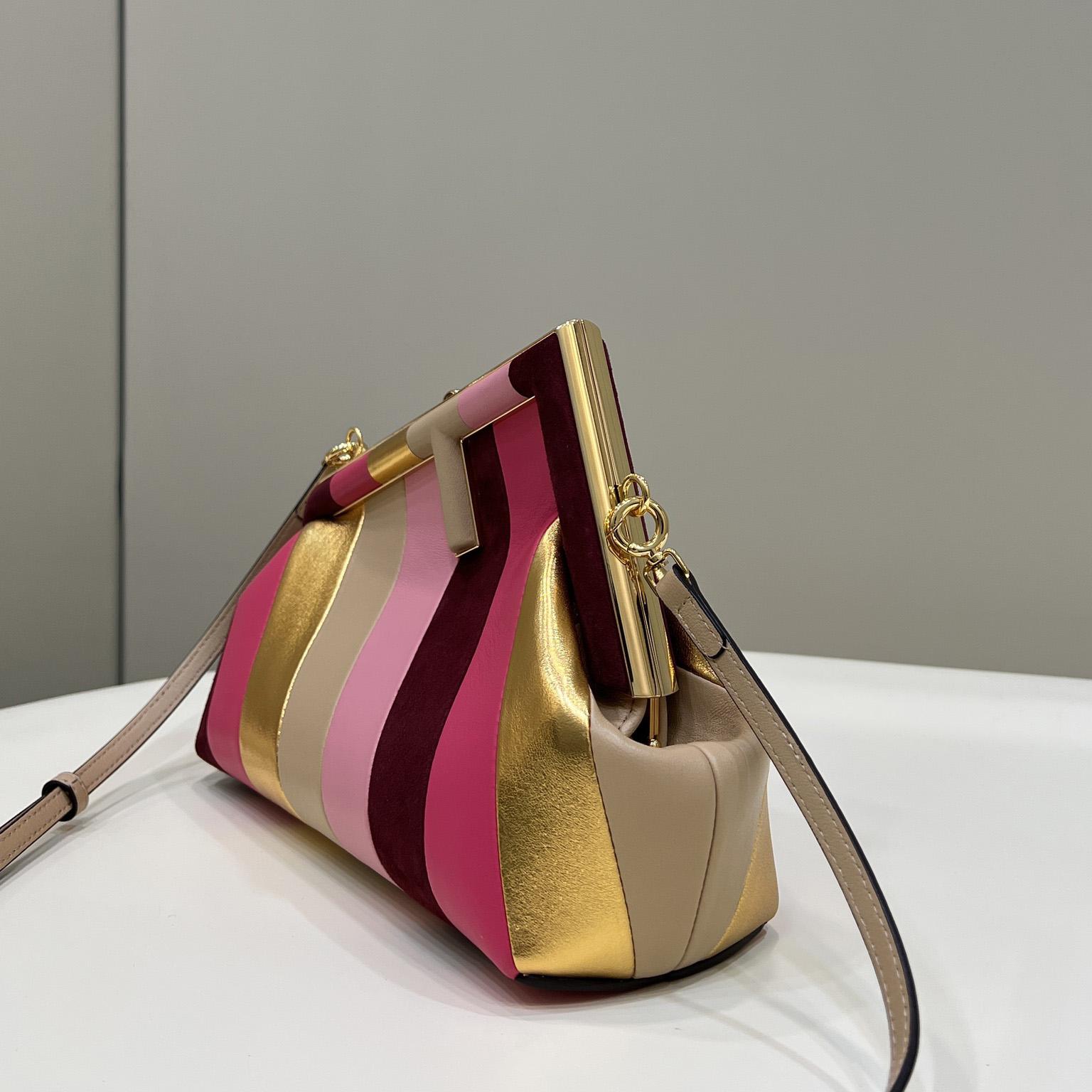 Fendi First Small Leather Bag With Multicolour Inlay - DopestKickz