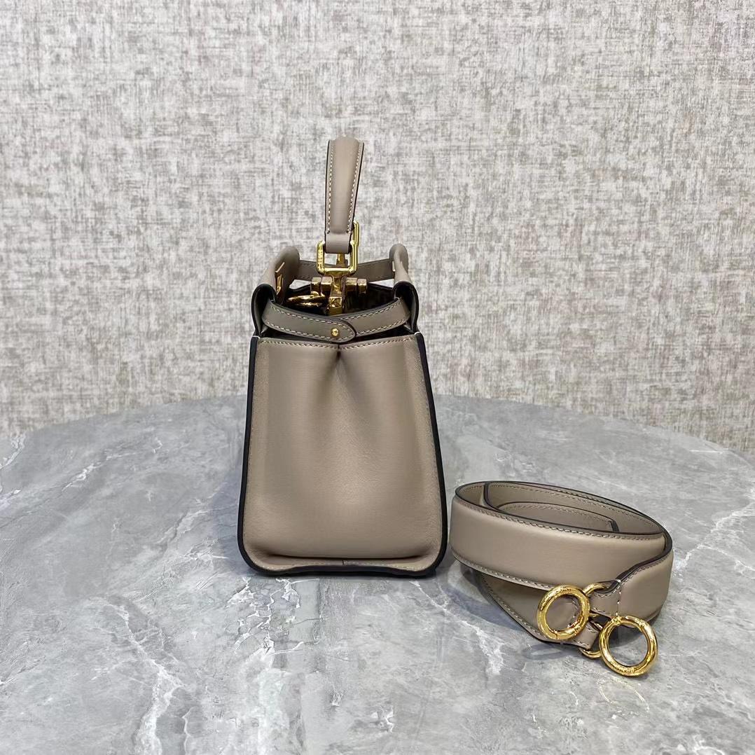 Fendi Peekaboo Mini Dove Gray Leather Bag - DopestKickz