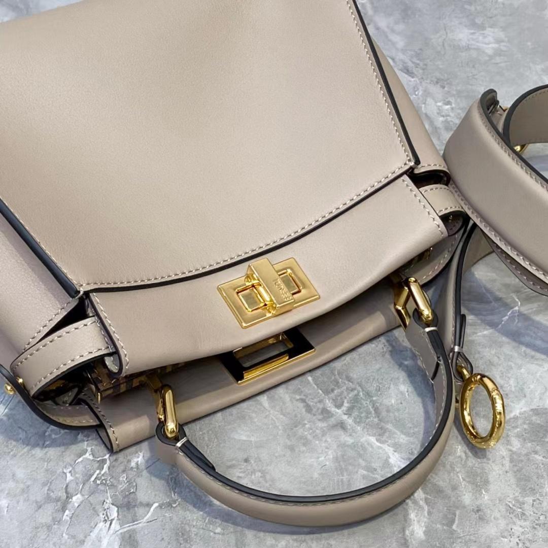 Fendi Peekaboo Mini Dove Gray Leather Bag - DopestKickz