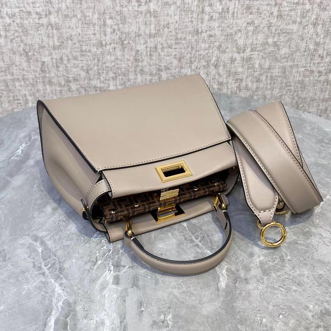 Fendi Peekaboo Mini Dove Gray Leather Bag - DopestKickz