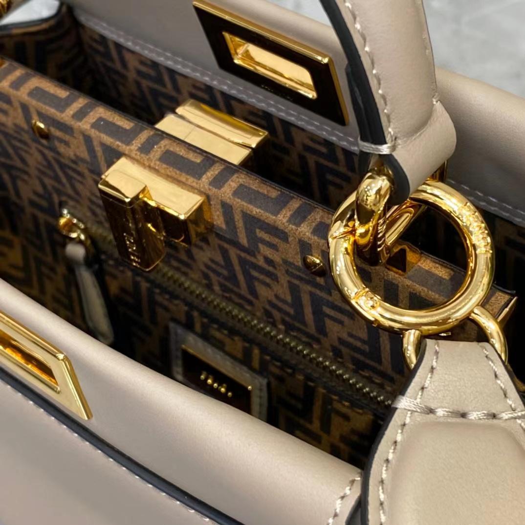 Fendi Peekaboo Mini Dove Gray Leather Bag - DopestKickz