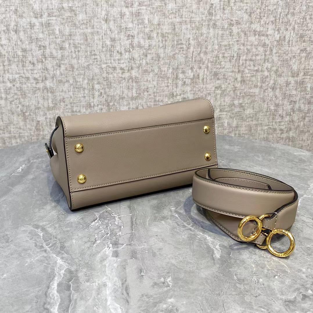 Fendi Peekaboo Mini Dove Gray Leather Bag - DopestKickz