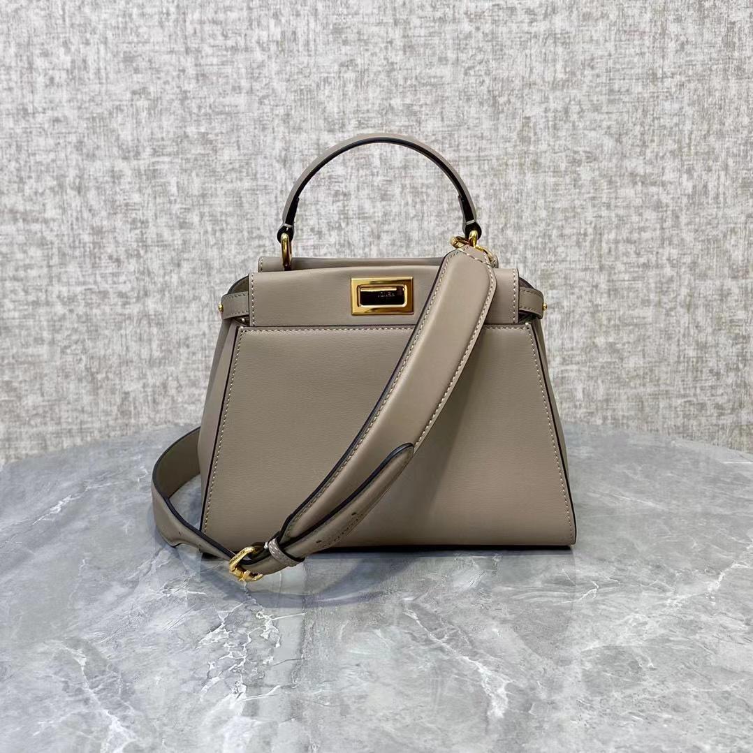 Fendi Peekaboo Mini Dove Gray Leather Bag - DopestKickz