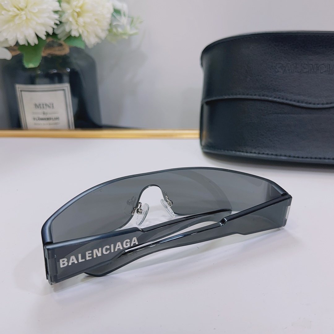 Balenciaga Men's Metallic Mono Reflective Slim Sunglasses   BB0041S - DopestKickz