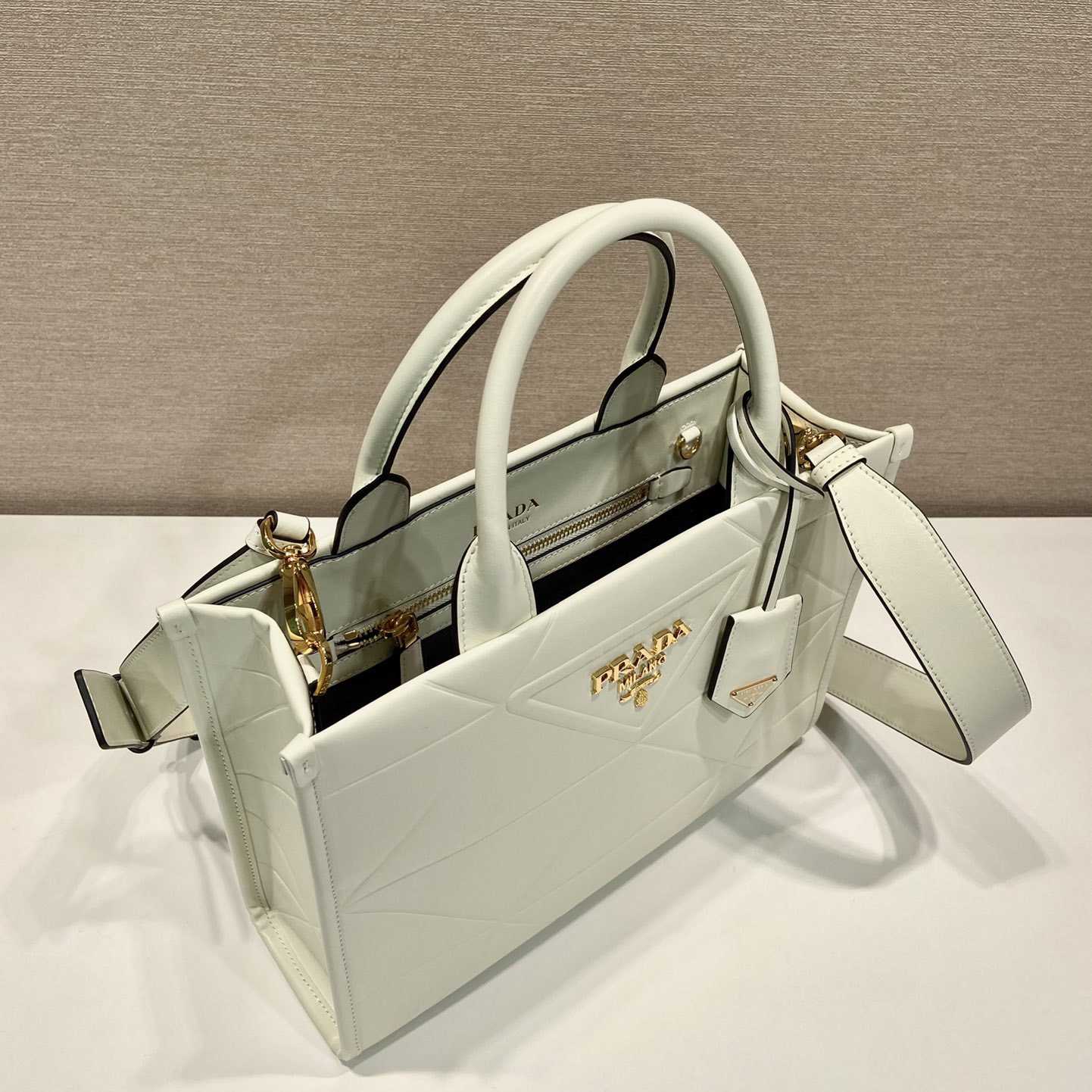Prada Small Leather Prada Symbole Bag With Topstitching - DopestKickz