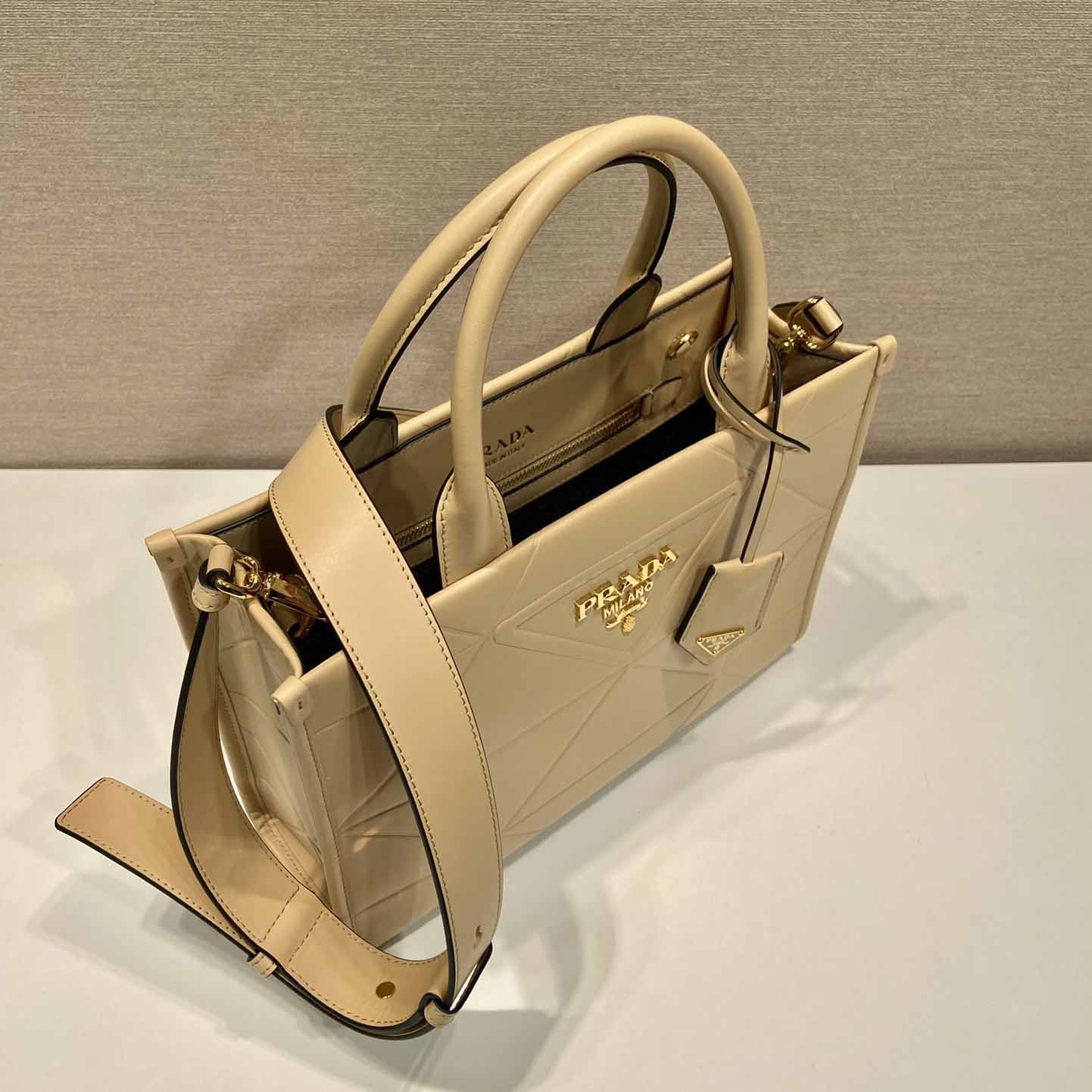 Prada Small Leather Prada Symbole Bag With Topstitching - DopestKickz