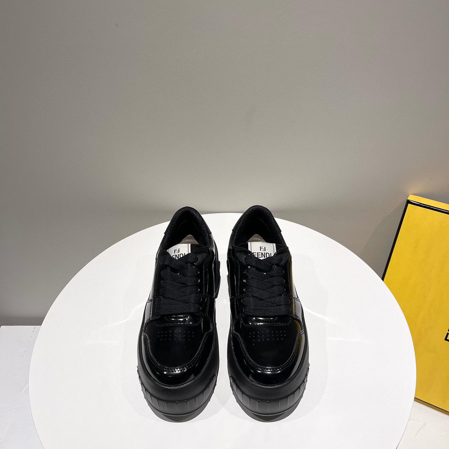 Fendi Fashion Show Black Leather Low-Tops Sneaker  - DopestKickz