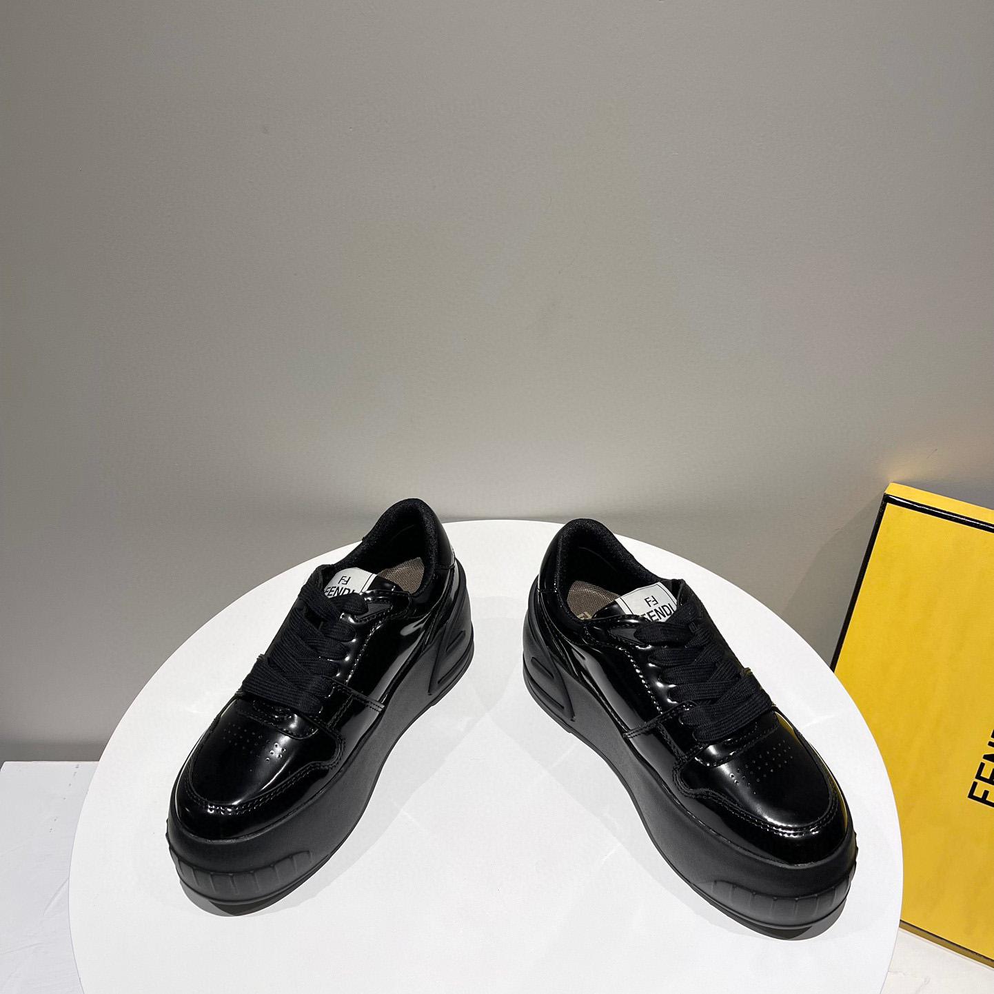 Fendi Fashion Show Black Leather Low-Tops Sneaker  - DopestKickz