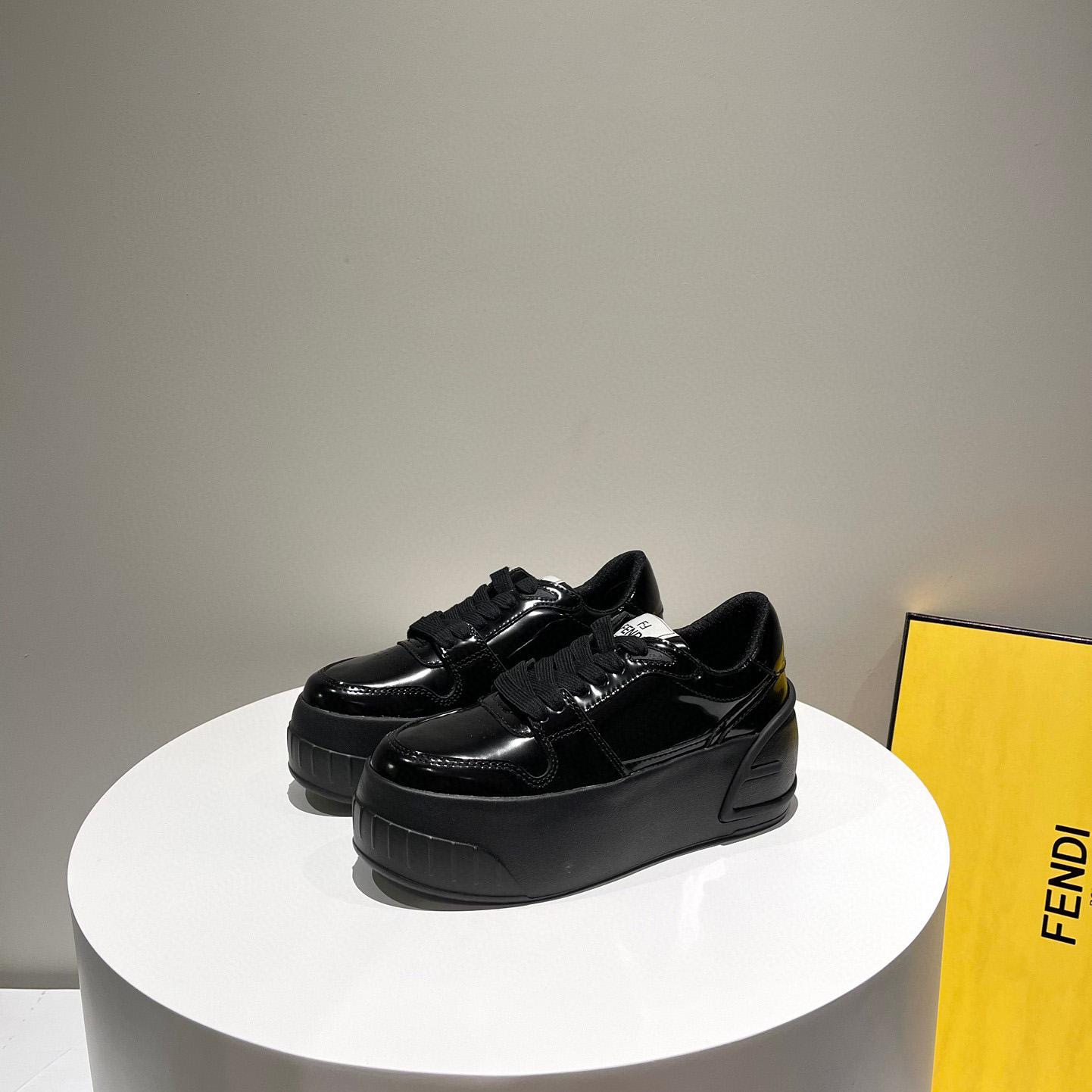 Fendi Fashion Show Black Leather Low-Tops Sneaker  - DopestKickz