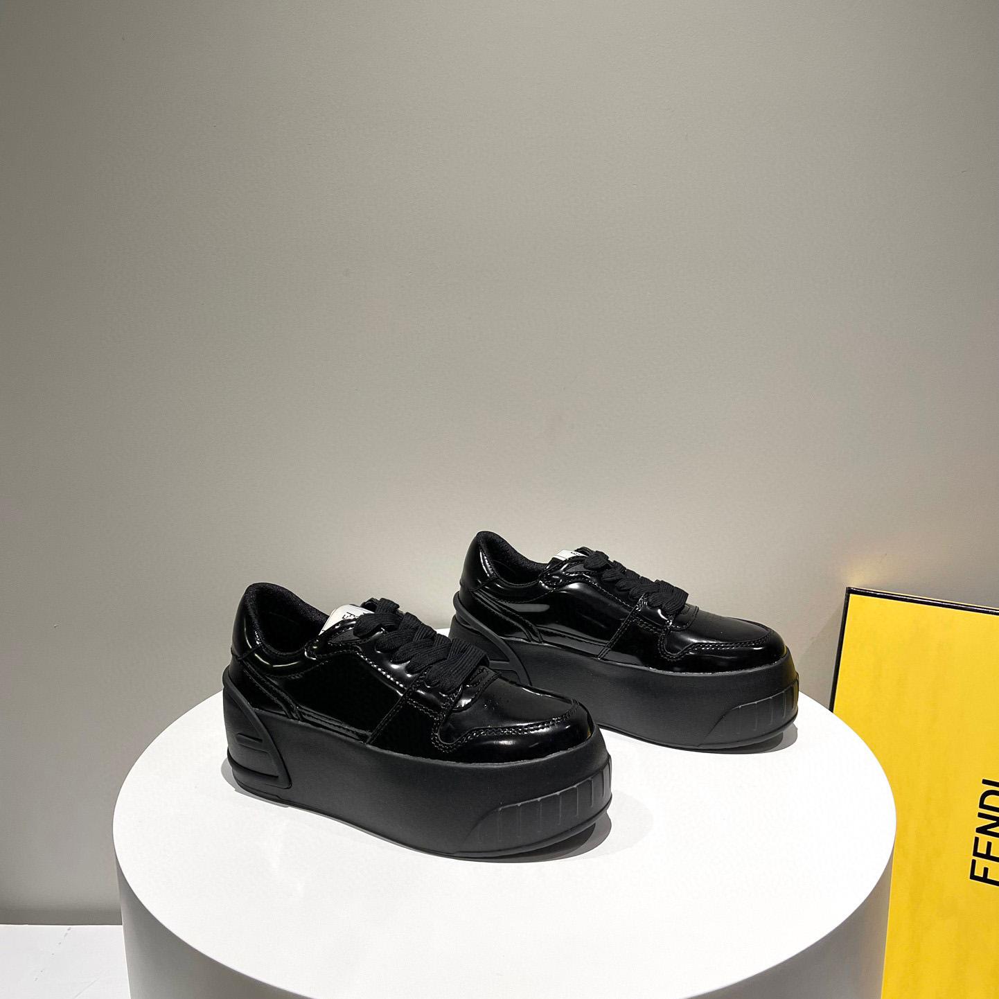 Fendi Fashion Show Black Leather Low-Tops Sneaker  - DopestKickz