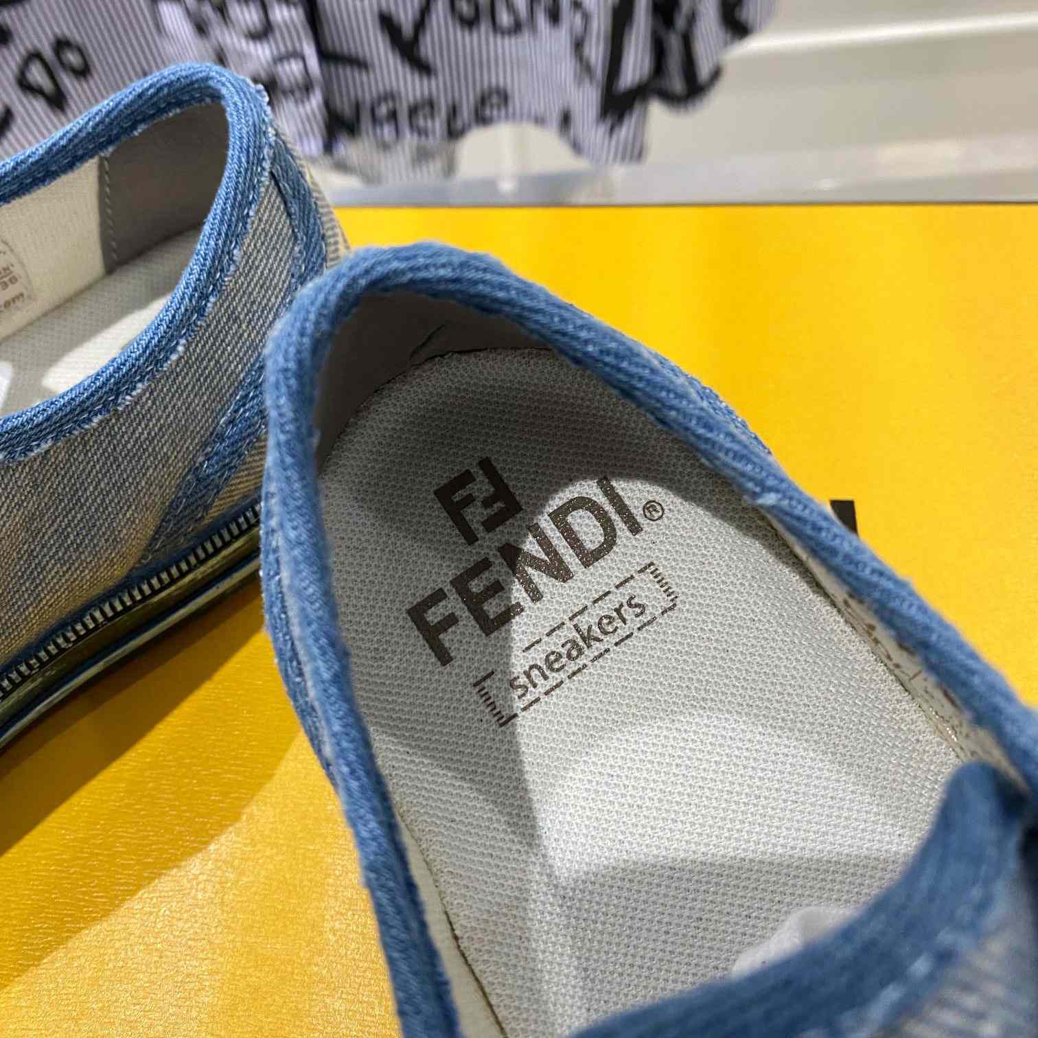 Fendi Domino Light Blue Denim Low Tops Sneakers - DopestKickz