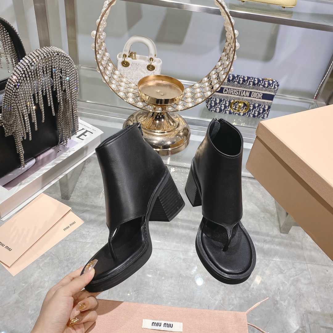 Miu Miu Leather Thong Booties - DopestKickz