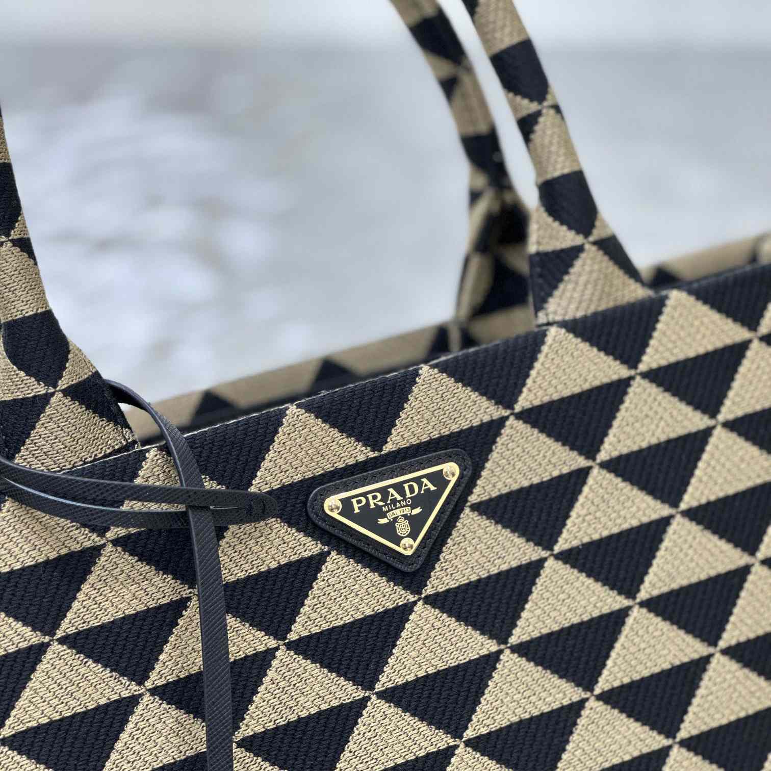 Prada Large Prada Symbole Embroidered Fabric Handbag - DopestKickz