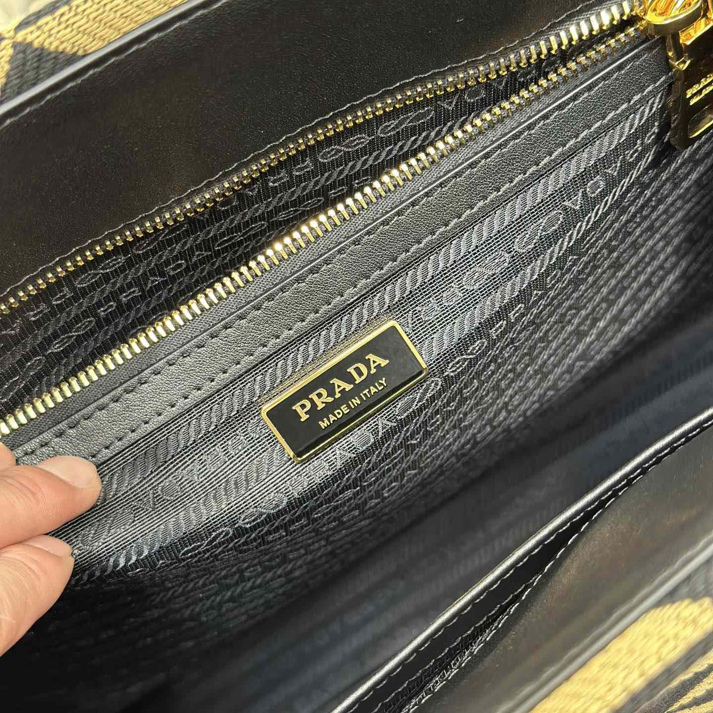 Prada Large Prada Symbole Embroidered Fabric Handbag - DopestKickz