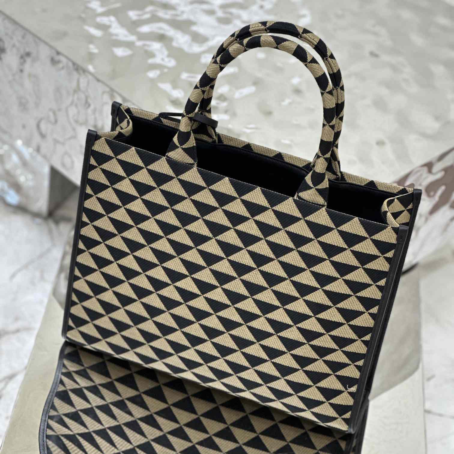 Prada Large Prada Symbole Embroidered Fabric Handbag - DopestKickz