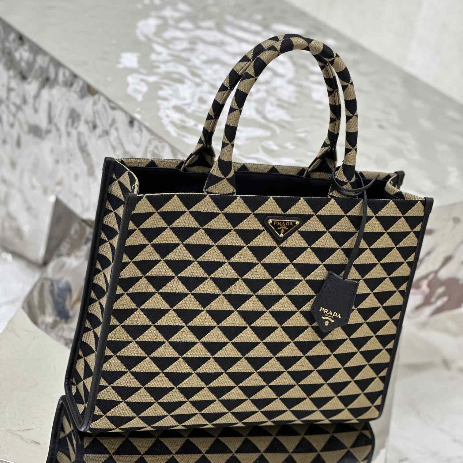 Prada Large Prada Symbole Embroidered Fabric Handbag - DopestKickz