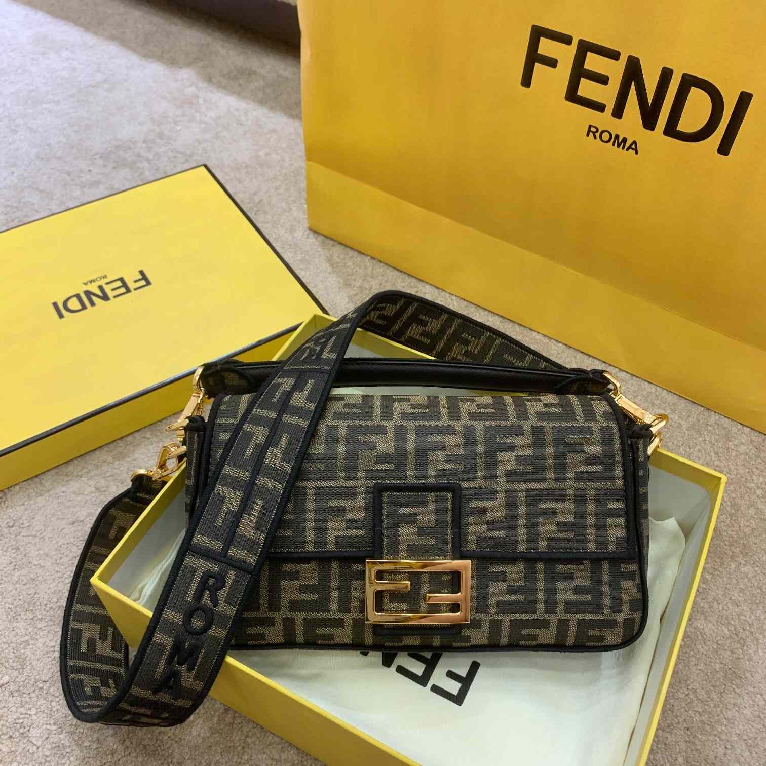Fendi Baguette Jacquard FF Fabric Bag - DopestKickz