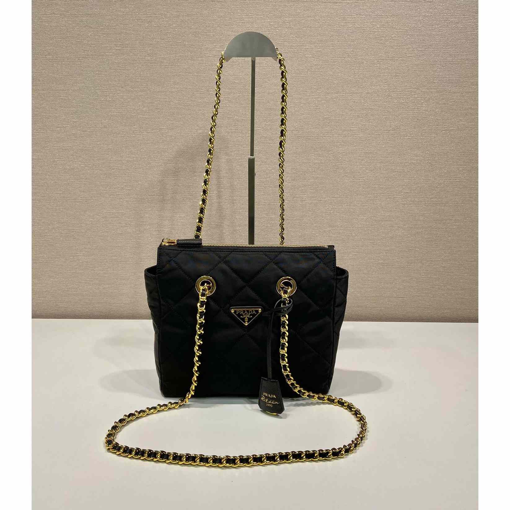 Prada Nylon Tessuto Impuntu Quilted Shoulder Bag Black (25-24-5cm) - DopestKickz