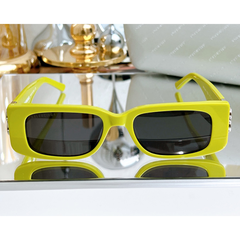 Balenciaga Dynasty Rectangle Sunglasses In Yellow   bb0096 - DopestKickz
