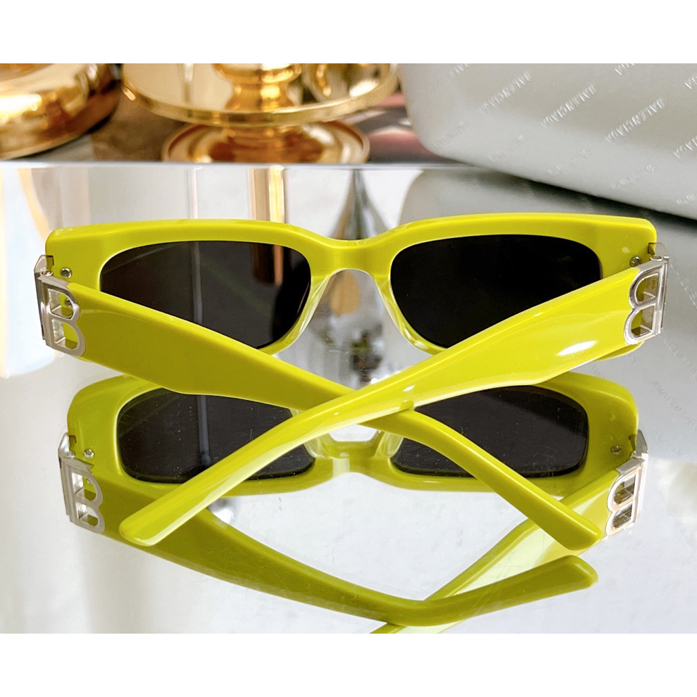 Balenciaga Dynasty Rectangle Sunglasses In Yellow   bb0096 - DopestKickz