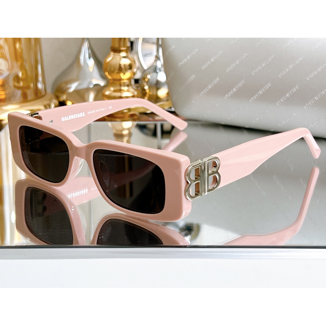 Balenciaga Dynasty Rectangle Sunglasses In Pink    bb0096 - DopestKickz