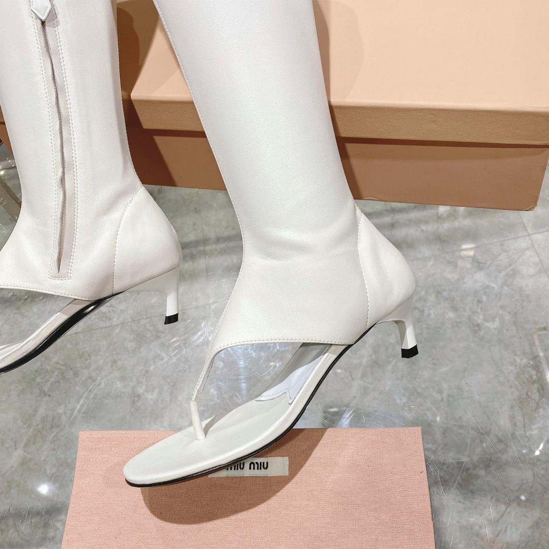 Miu Miu Stretch Nappa Leather Thong Boots - DopestKickz