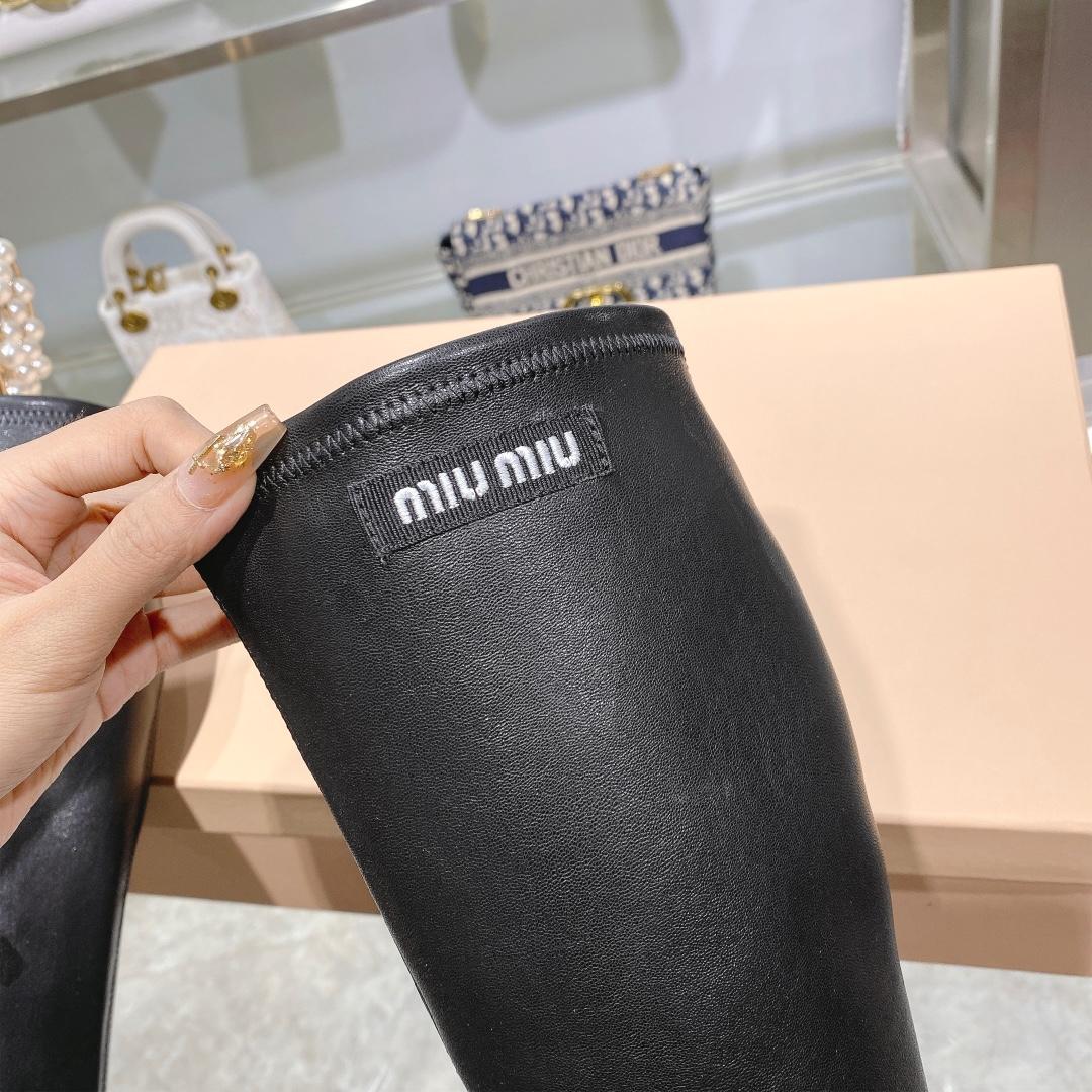 Miu Miu Stretch Nappa Leather Thong Boots - DopestKickz