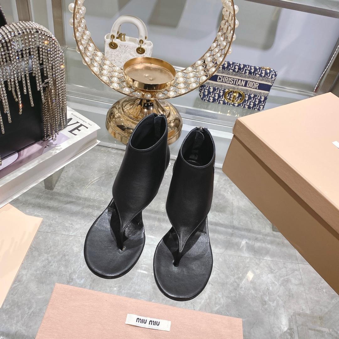 Miu Miu Leather Thong Booties - DopestKickz