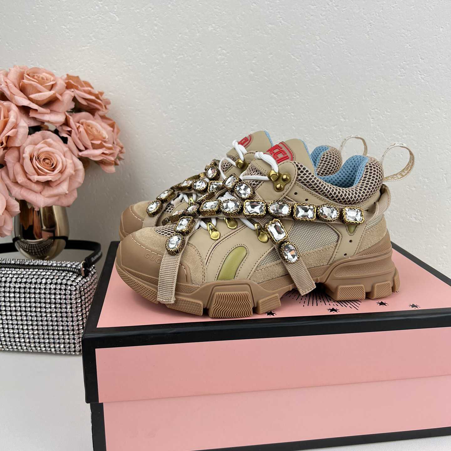 Gucci Flashtrek Sega Green Removable Crystal Sneakers - DopestKickz