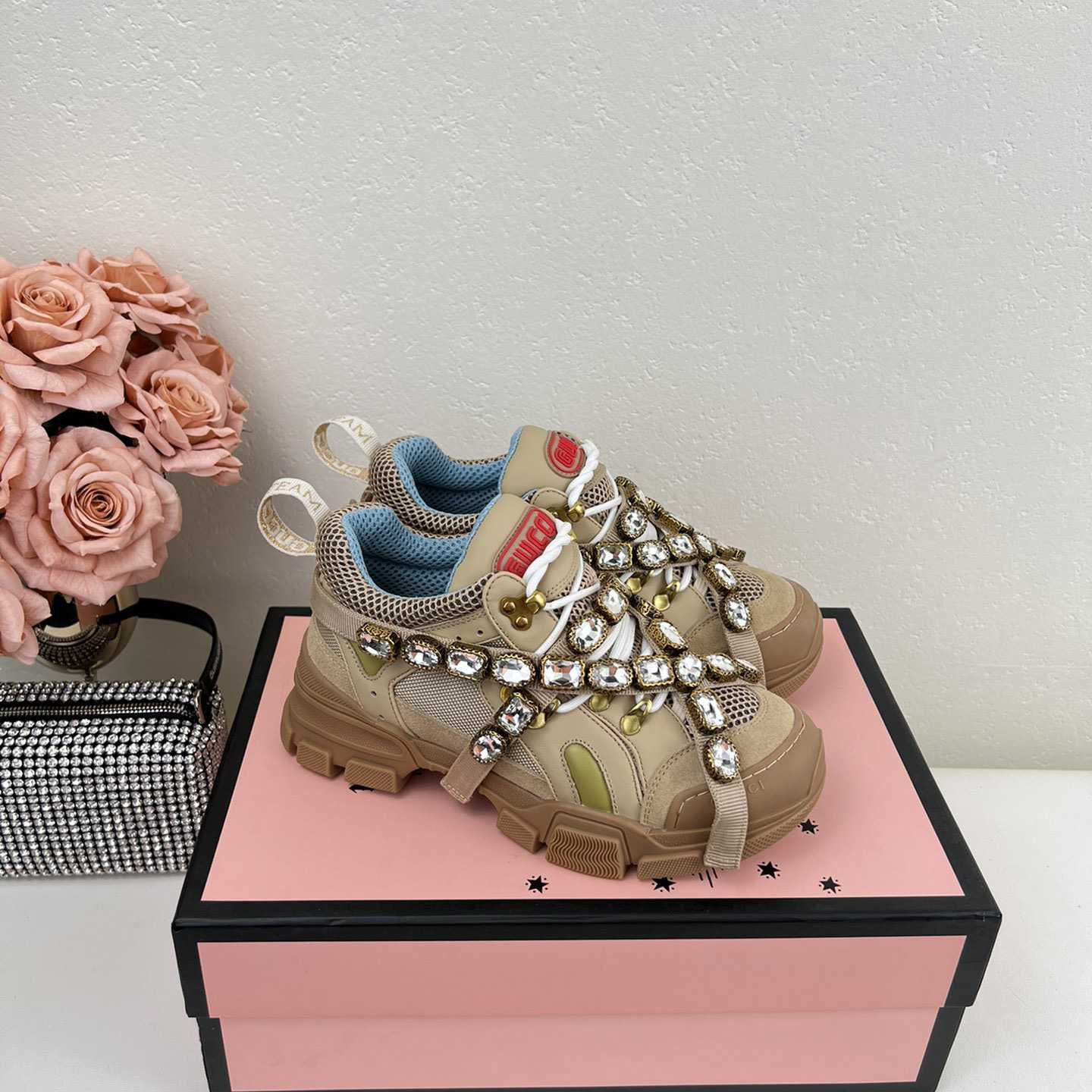 Gucci Flashtrek Sega Green Removable Crystal Sneakers - DopestKickz