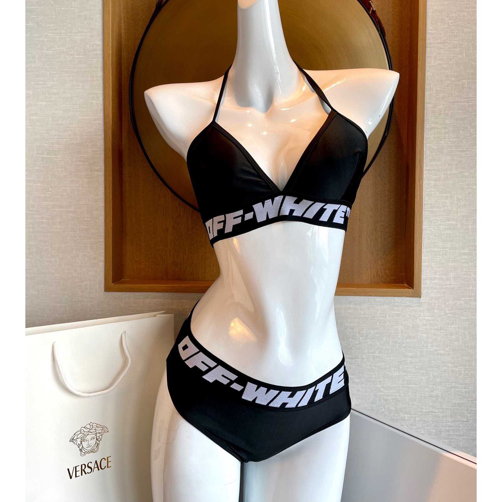 Off-White c/o Virgil Abloh Women's Black Two-piece Swimsuit - DopestKickz
