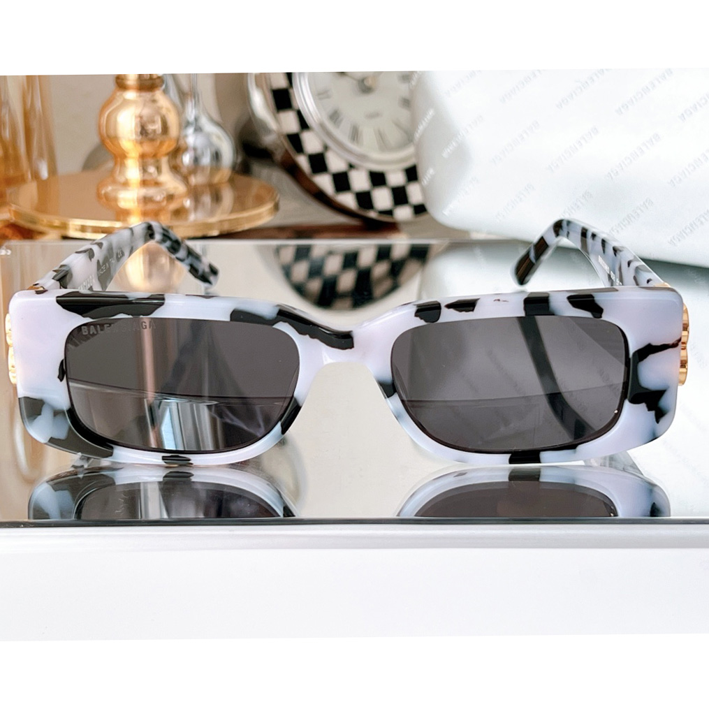 Balenciaga Dynasty Rectangle Sunglasses In White    bb0096 - DopestKickz