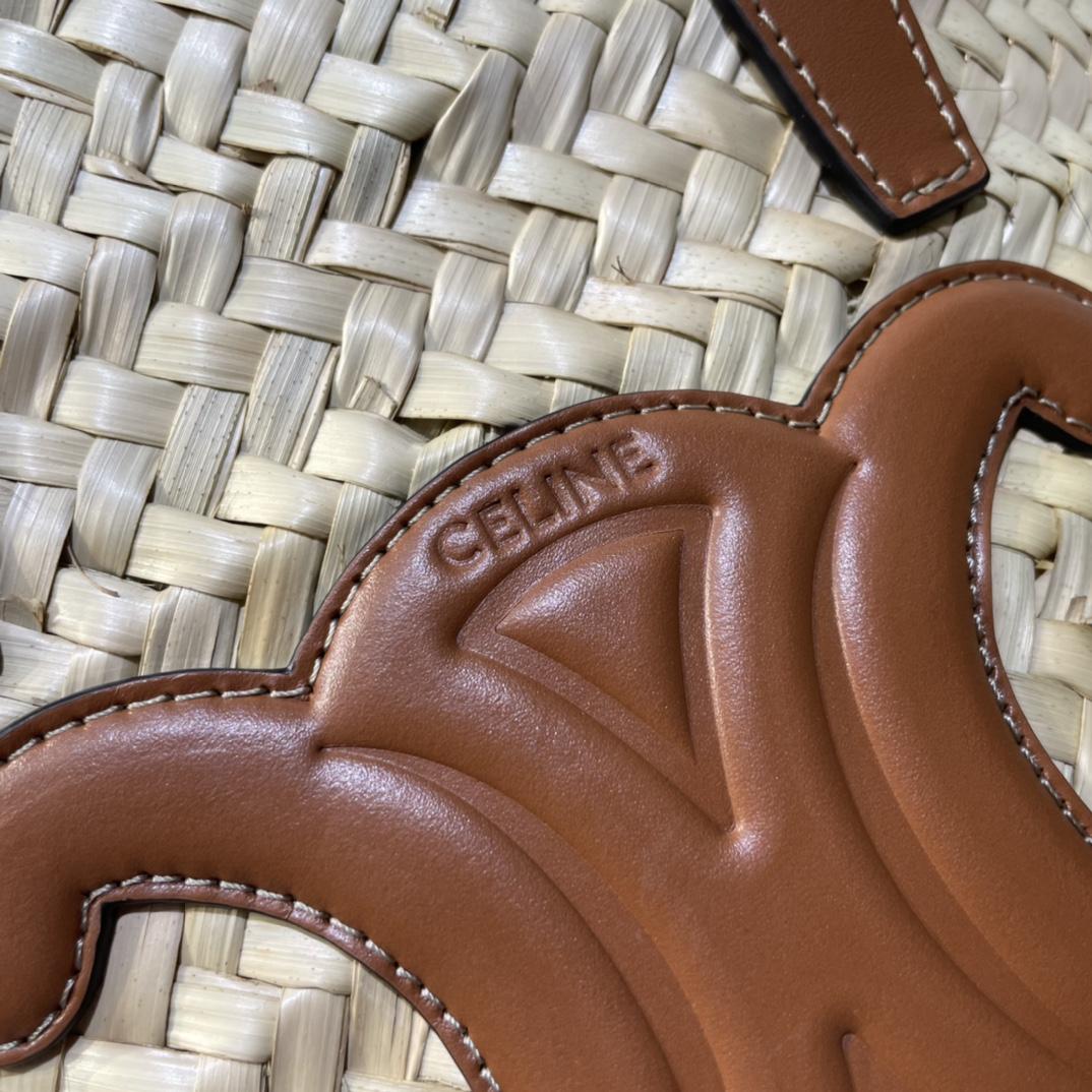 Celine Teen Triomphe Celine Classic Panier In Palm Leaves And Calfskin Tan - DopestKickz