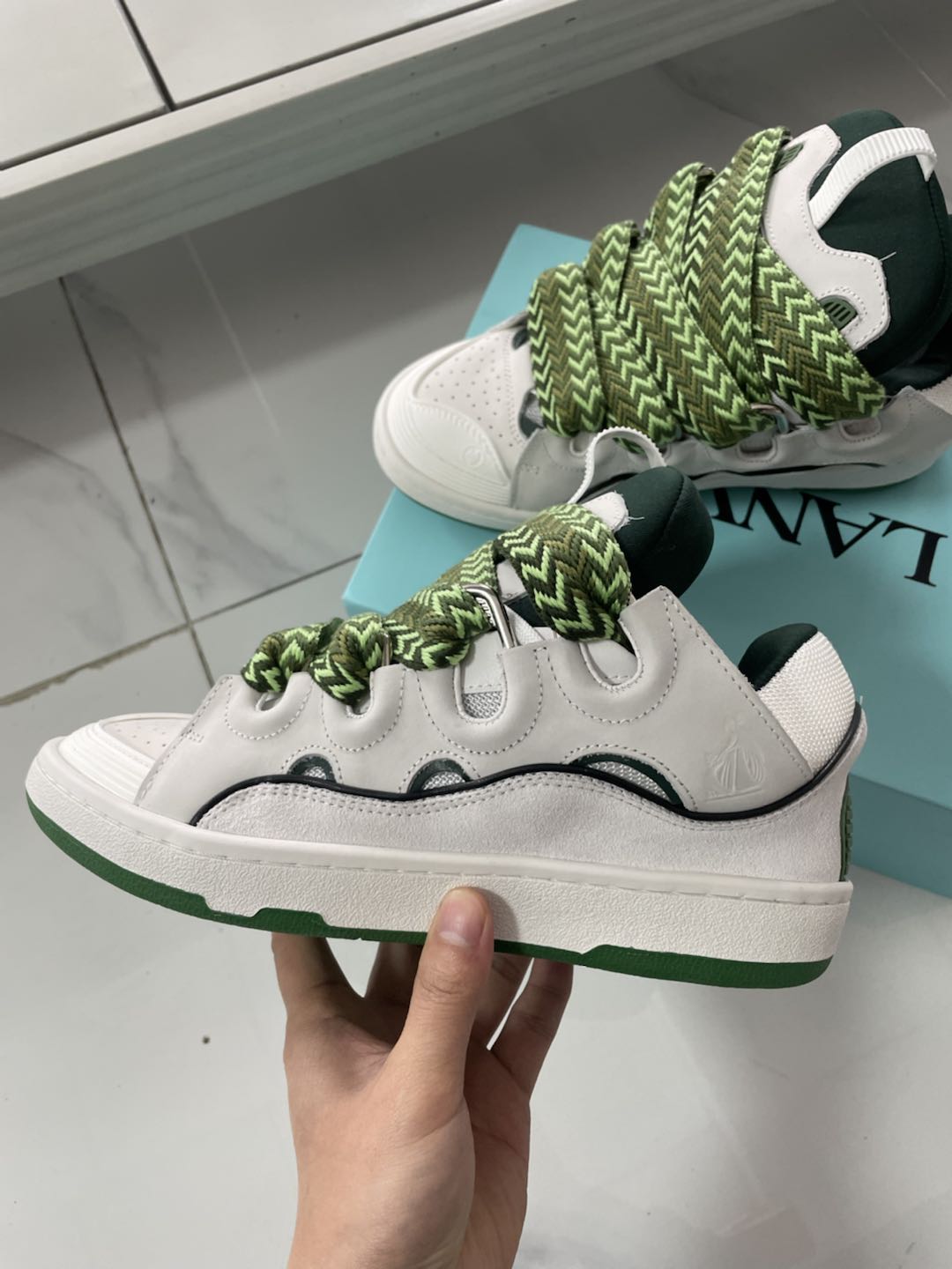 Lanvin Leather Curb Sneakers - DopestKickz