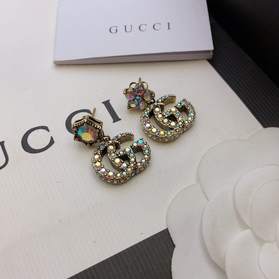 Gucci Crystal Double G Earrings - DopestKickz