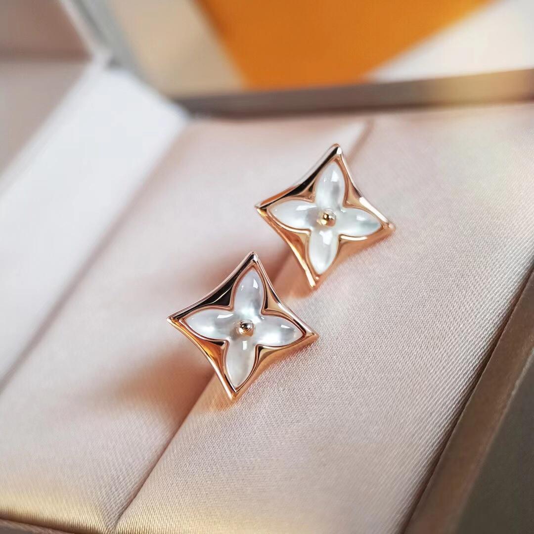 Louis Vuitton Color Blossom Star Ear Stud, Pink Gold And White Mother   Q96426 - DopestKickz