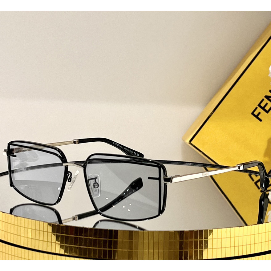 Fendi First Sight Black Metal Fashion Show Sunglasses With Blue Lenses - DopestKickz