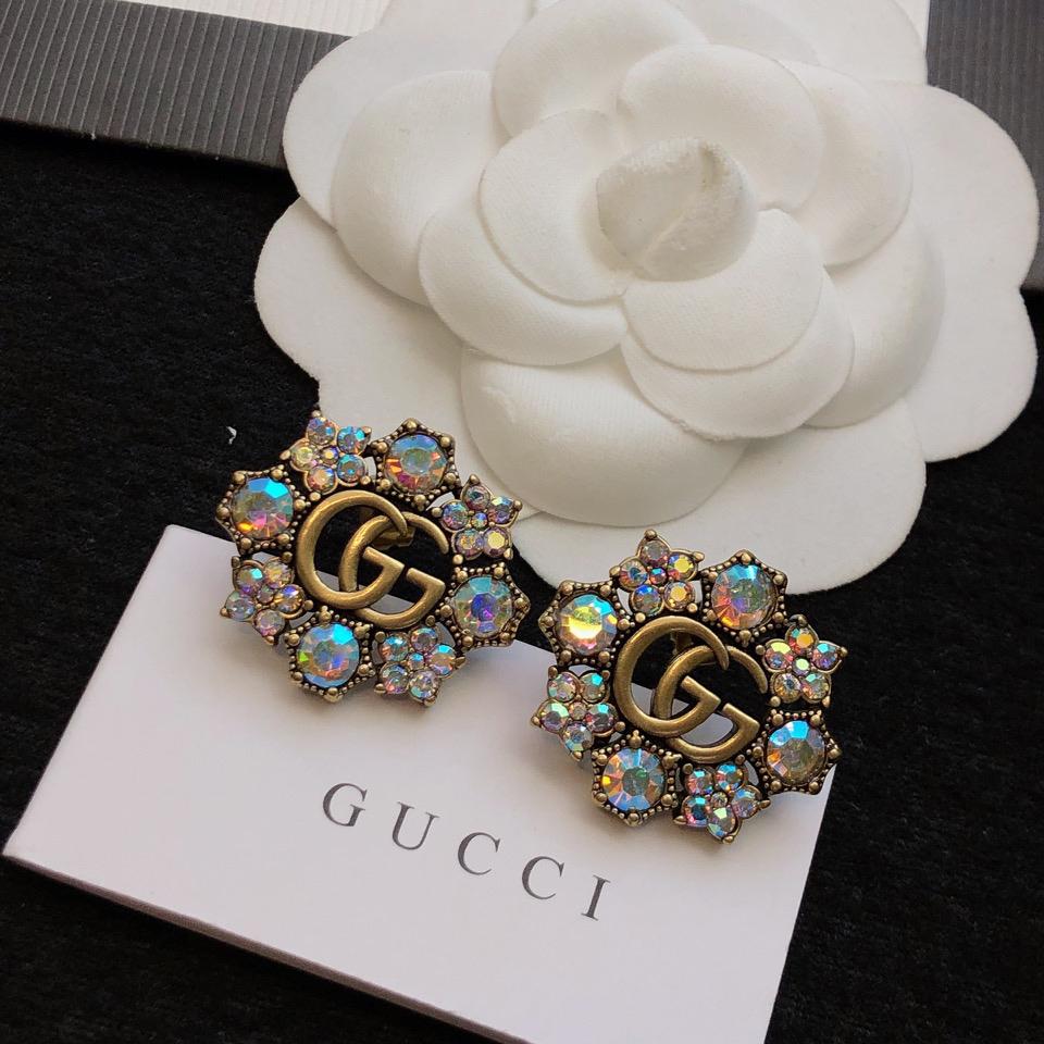 Gucci Double G Crystal Flowers Earrings - DopestKickz