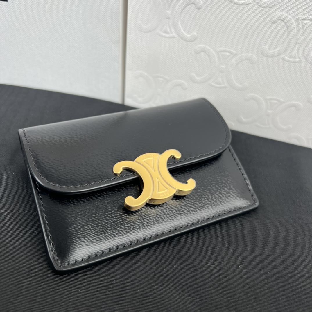 Celine Compact Wallet With Coin Triomphe In Shiny Calfskin - DopestKickz