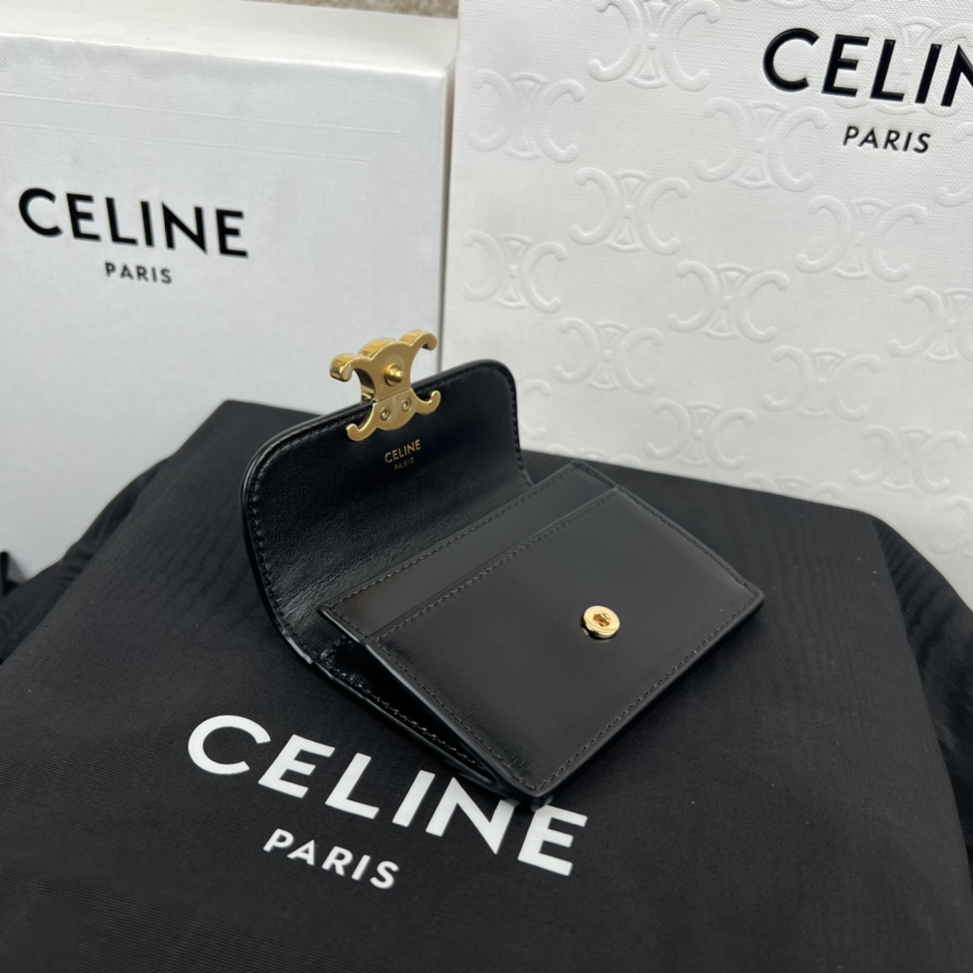 Celine Compact Wallet With Coin Triomphe In Shiny Calfskin - DopestKickz