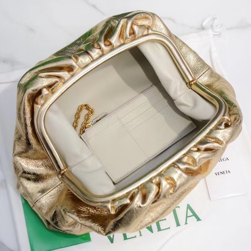 Bottega Veneta Metallic Leather Pouch Clutch Bag(38-20-8.5cm) - DopestKickz