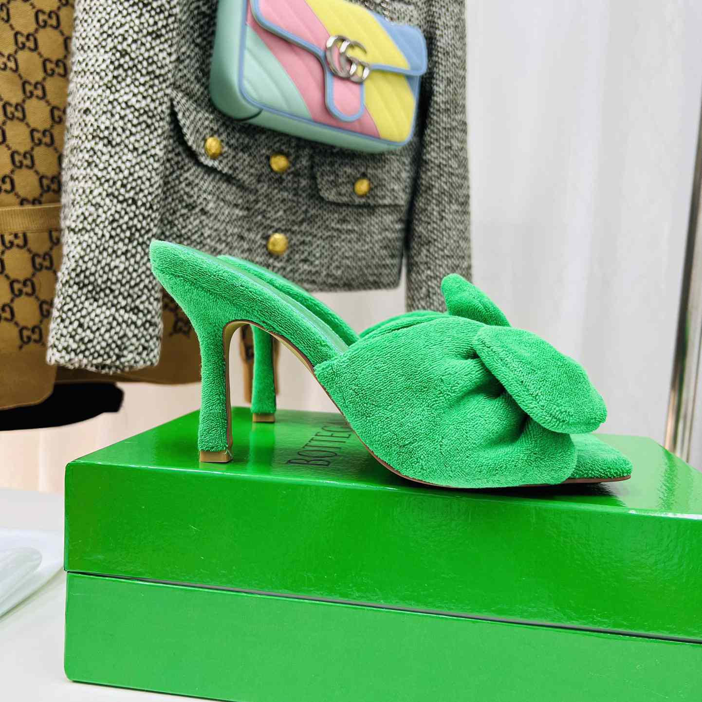 Bottega Veneta Green Heeled Sandals - DopestKickz