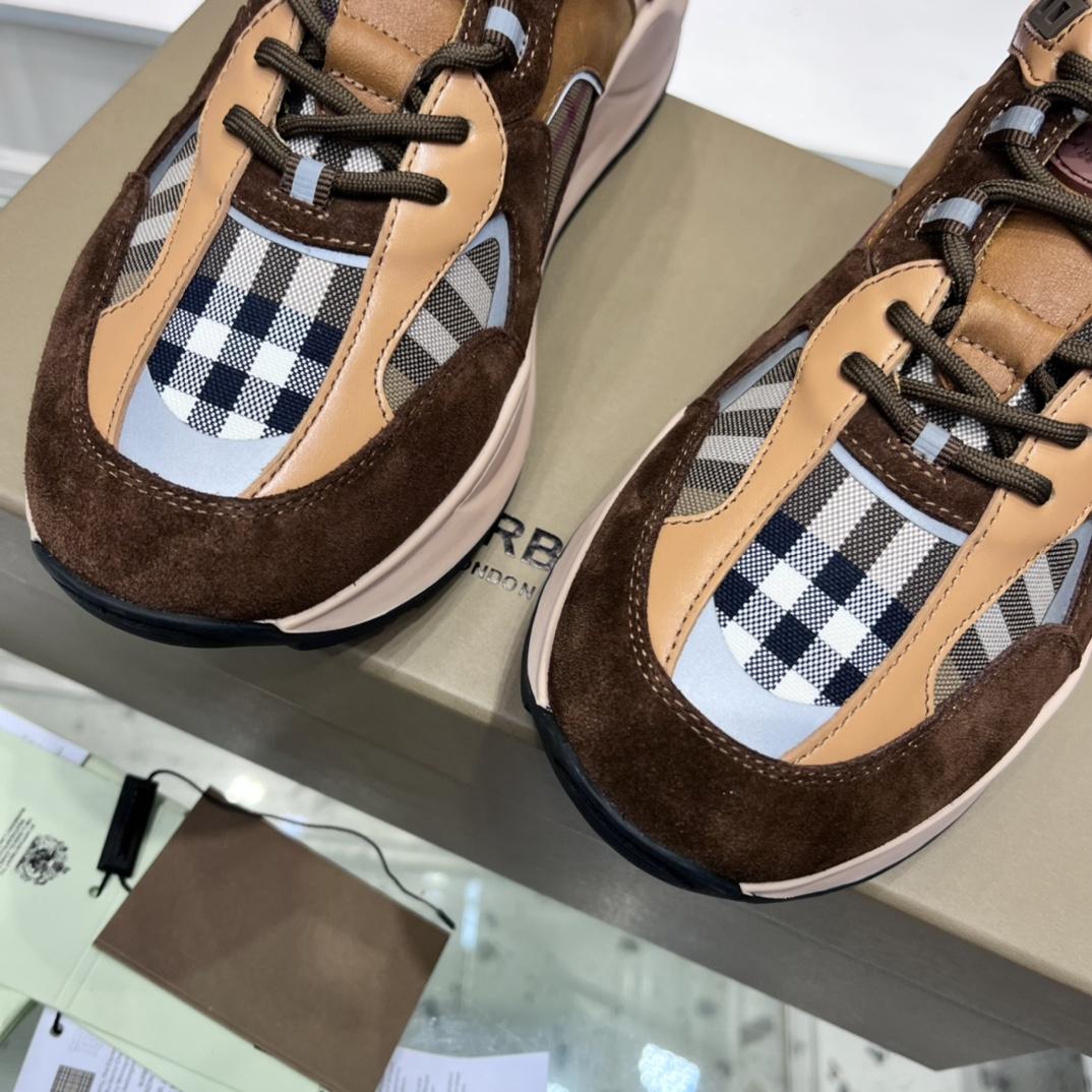 Burberry Logo Print Check And Suede Sneakers - DopestKickz