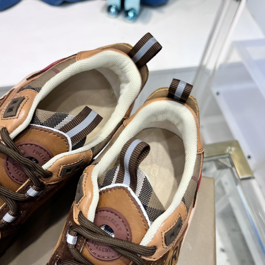 Burberry Logo Print Check And Suede Sneakers - DopestKickz