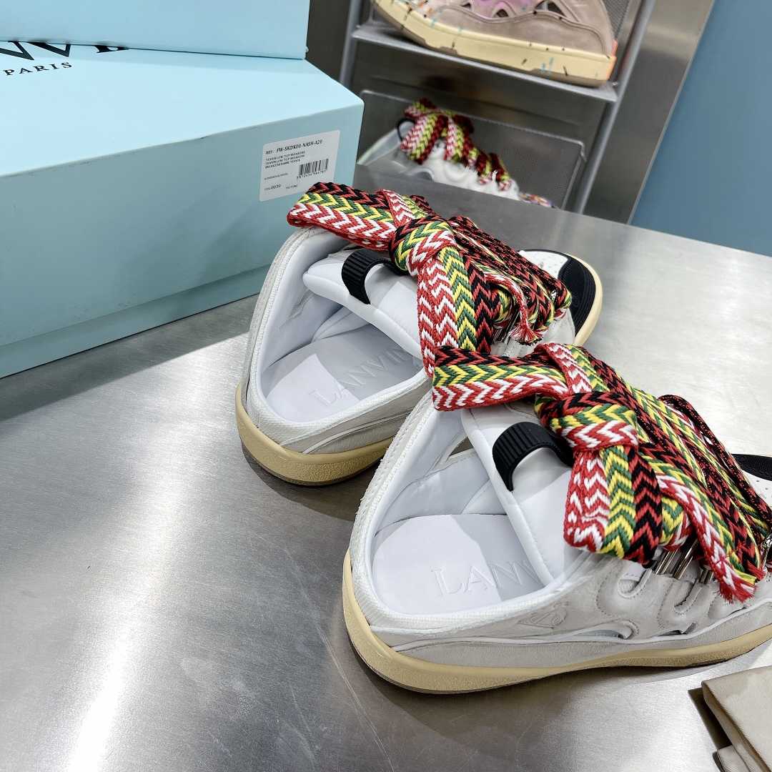 Lanvin Leather And Glitter Technical Material Curb Sneakers  - DopestKickz