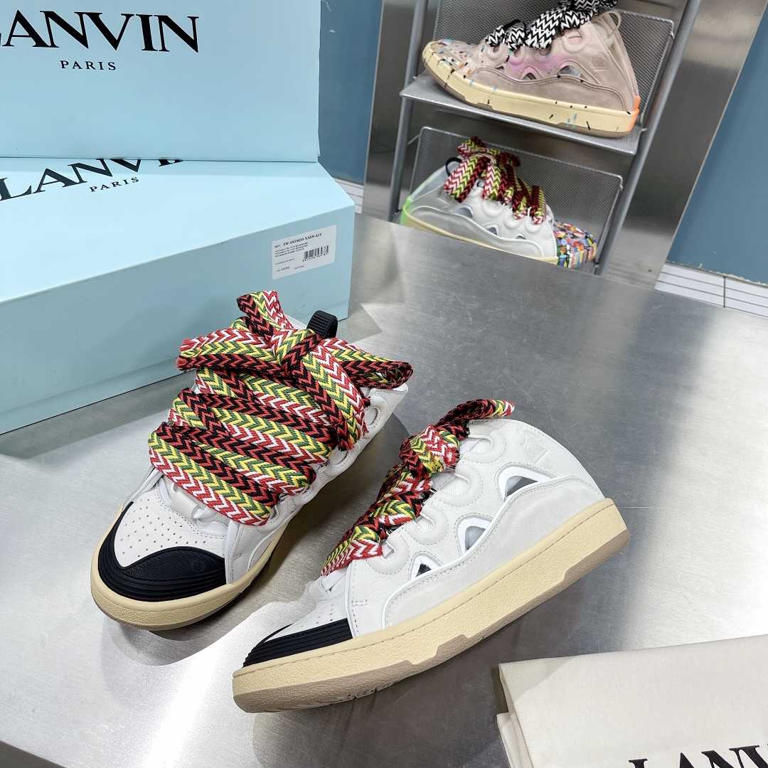 Lanvin Leather And Glitter Technical Material Curb Sneakers  - DopestKickz