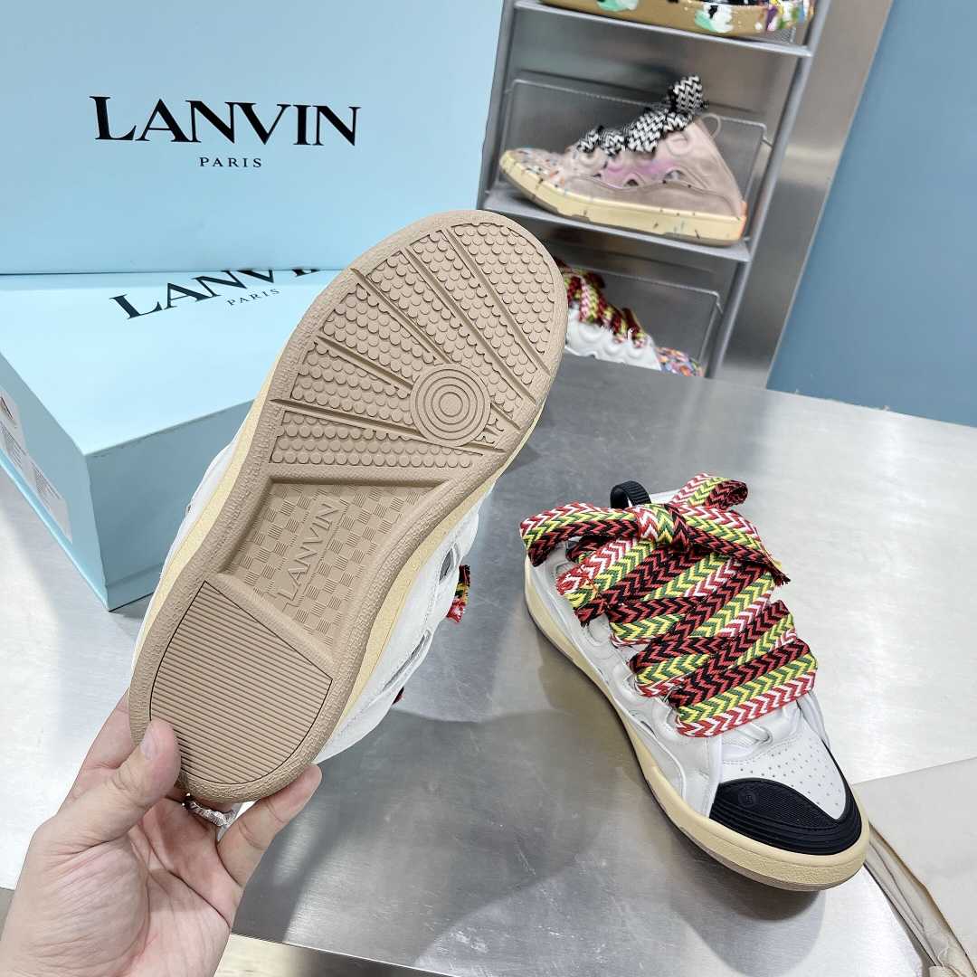 Lanvin Leather And Glitter Technical Material Curb Sneakers  - DopestKickz
