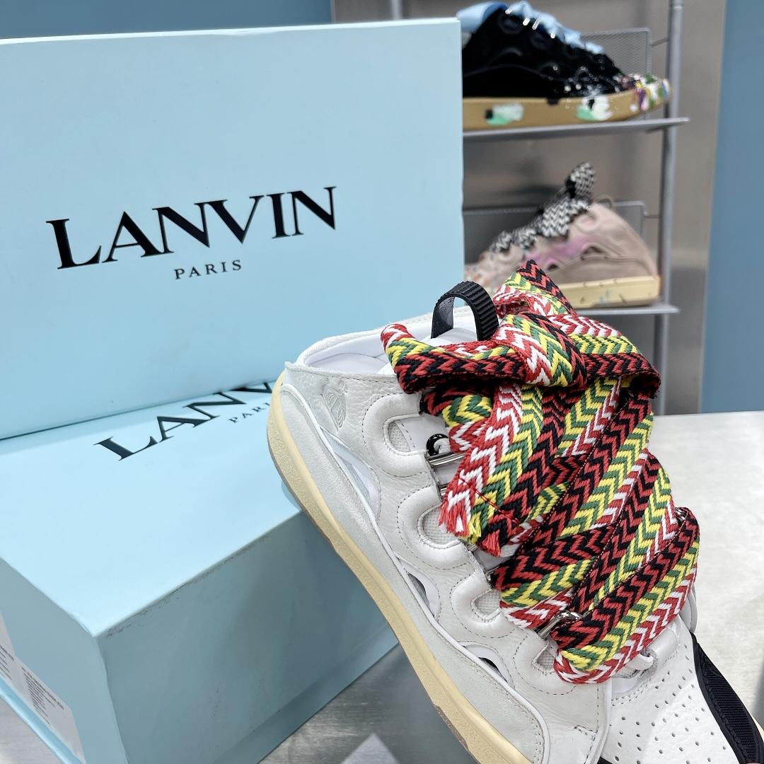 Lanvin Leather And Glitter Technical Material Curb Sneakers  - DopestKickz